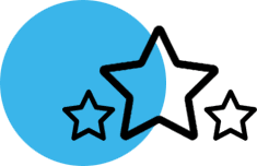 A blue star with a black background